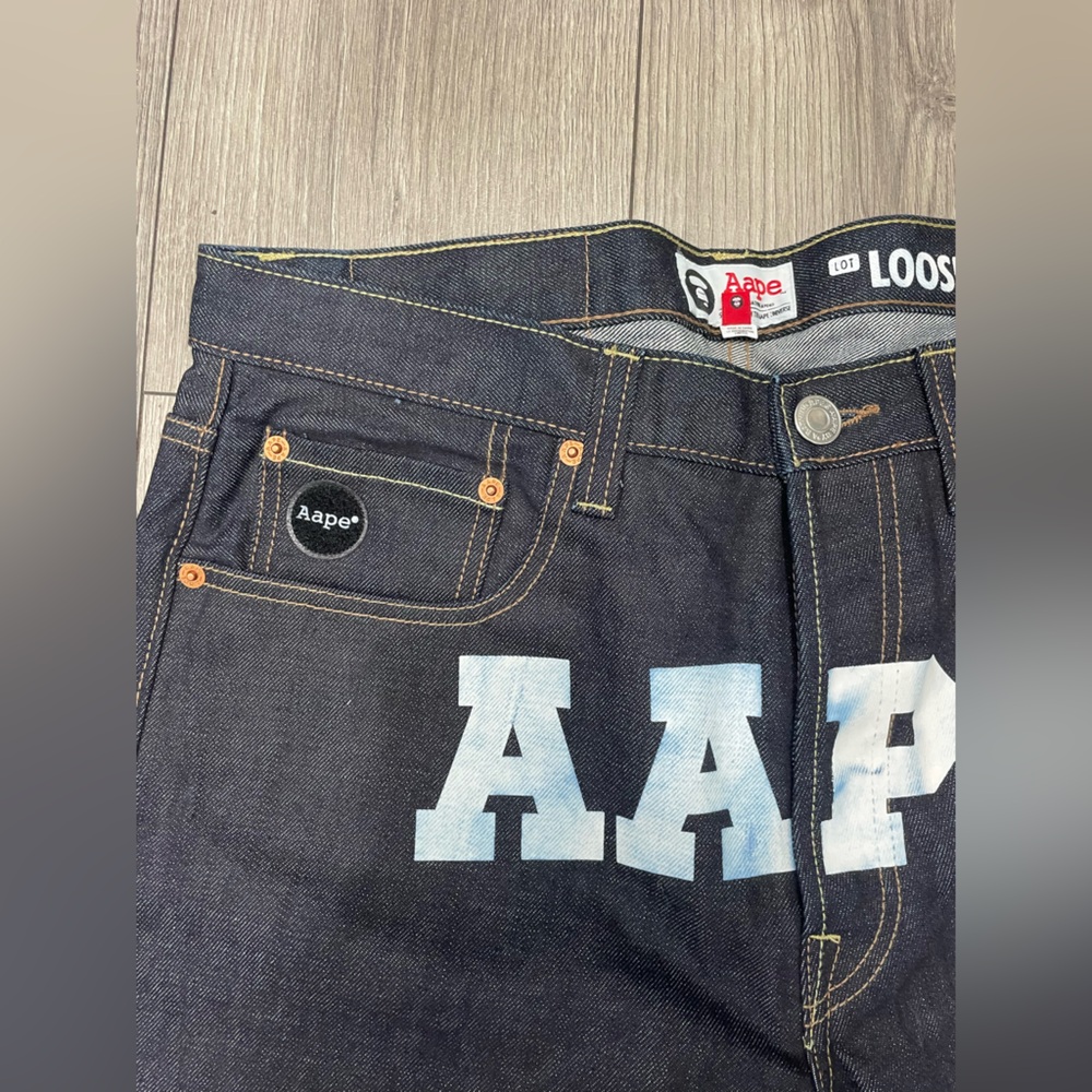 AAPE A Bathing Ape Bape Loose Denim Jeans Mens Sz 34X31 - Picture 7 of 15